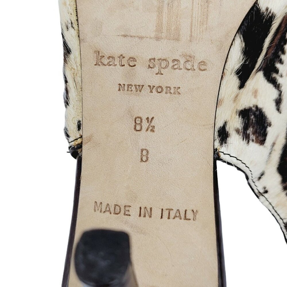 Kate Spade NY Animal Print Calf Hair Heels Sling Back Peep Toe Sz 8 1/2" Bus/Cas - Picture 11 of 11